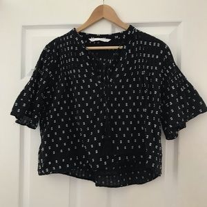 Zara Cropped Boho Peasant Blouse